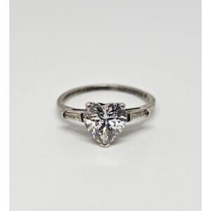 Sterling Silver Heart Shape Cubic Zirconia Ring, marked 925, RS: 8